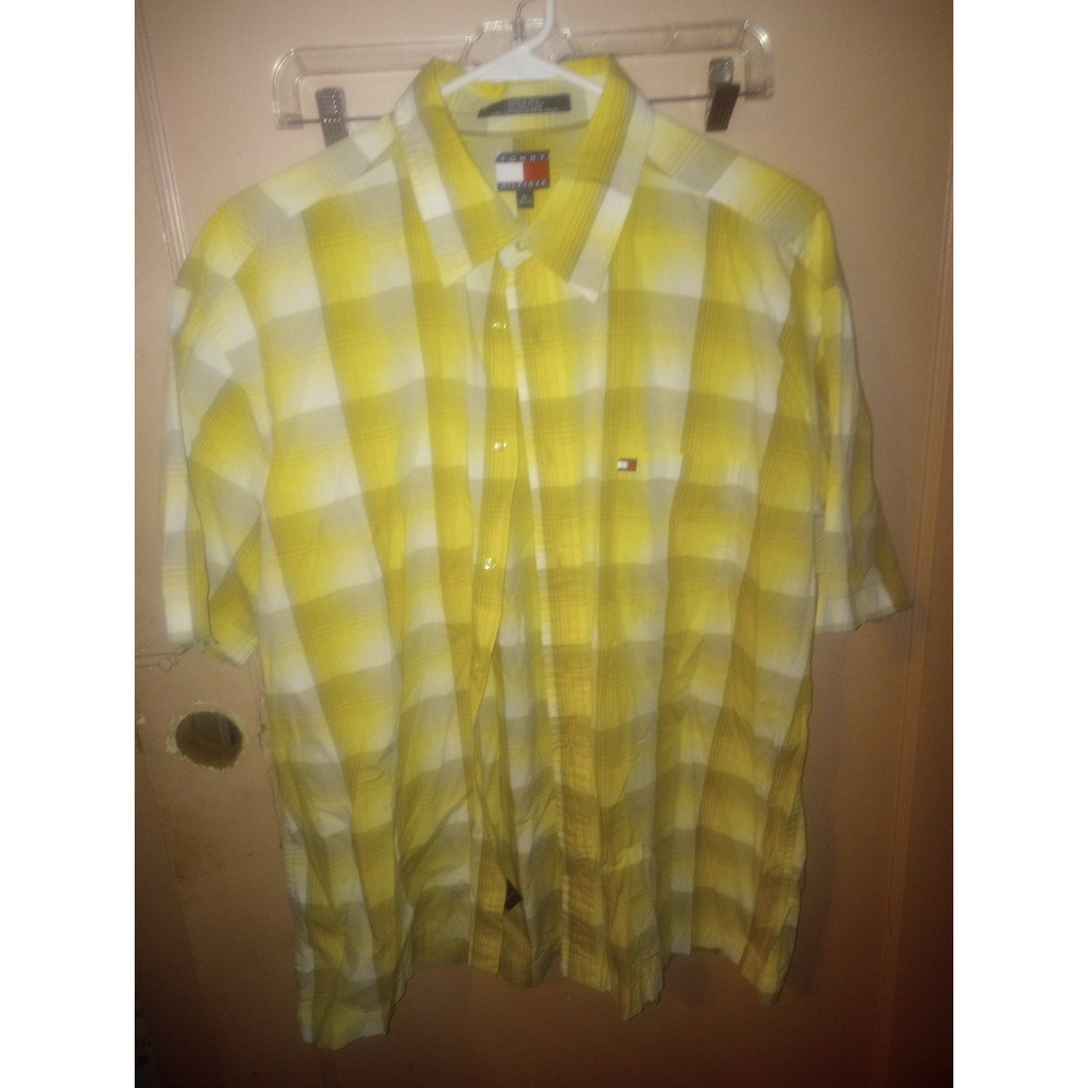 Tommy Hilfiger XL  Checkered Yellow‎ Short Sleeve Cotton